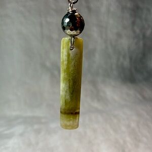 Green Agate and Hammered Silver Earrings